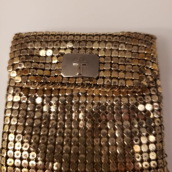 Vintage Whiting & Davis Goldtone Mesh Rosary Pouch Bag Coin Change Purse - Picture 6 of 9
